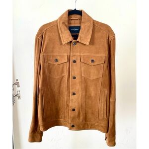 Banana Republic men's light brown tobacco goat suede trucker jacket size medium